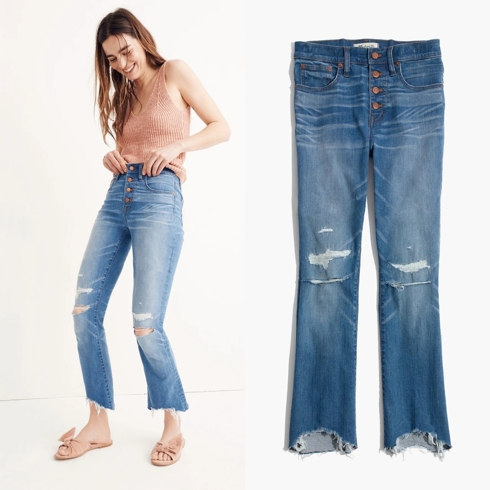 Madewell Cali Demi-Boot Jeans in Bronson Wash: Button-Front Edition